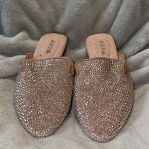 JustFab Sparkling Silver Mules